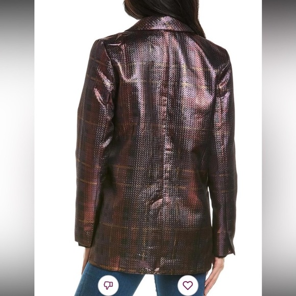 Hutch Nico Blazer In Purple Metallic Plaid Size Small - Picture 7 of 15